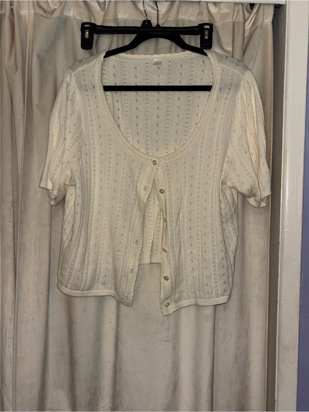 Old Navy Cream Short-Sleeve Scoop-Neck Button Cardigan